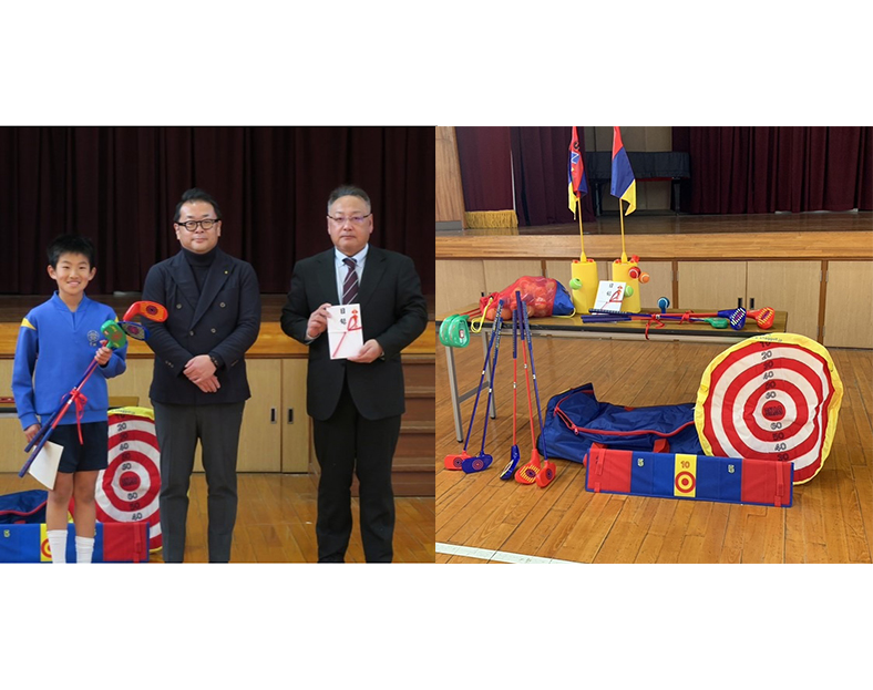 キャスコが スナッグゴルフのセットを 小学校に寄贈